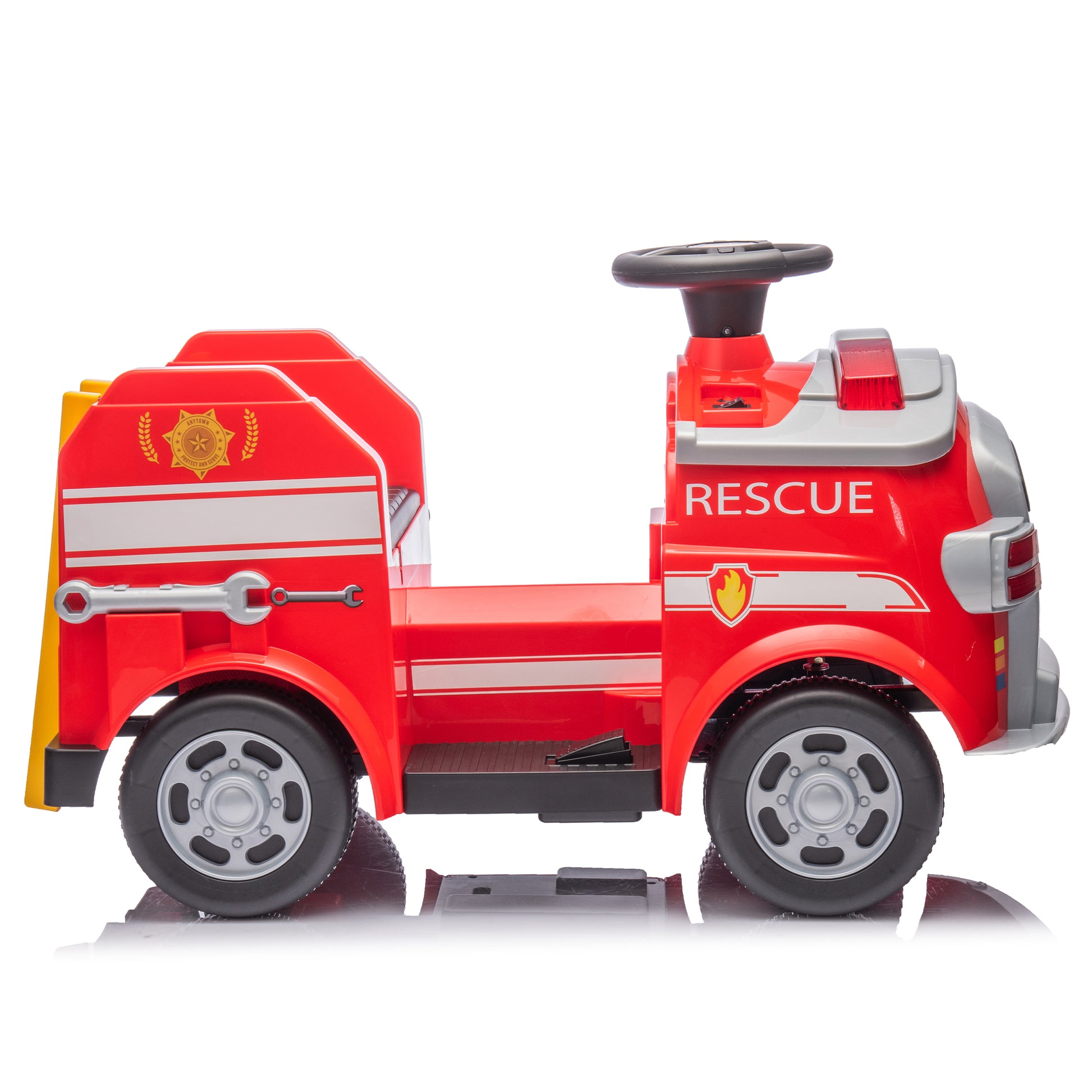 12V Kids Ride On Electric Car.Fire Engine Shape Design With Early Education Function,Human Vehicle Interaction With A Variety Of Fire Tools.Lights, Horns, And Sirens,Slow Start For Kids Aged 3 7. Red 50 99 Lbs Polypropylene