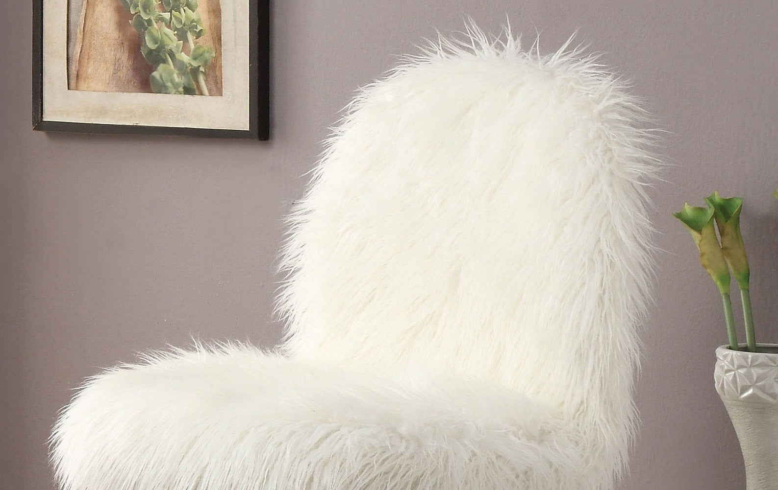 Contemporary Glam White Gold Fabric Faux Fur 1Pc Accent Chair Upholstery Living Room Chair White Gold Primary Living Space Classic,Contemporary Solid Wood