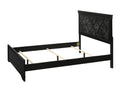 Modern 1Pc Black Finish Twin Size Panel Youth Bed Wooden Fabric Upholstered Headboard Crystal Like Button Tufted Fabric Bedroom Furniture Box Spring Required Twin Black Wood Bedroom Modern Panel Solid Wood