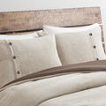 3 Piece Corduroy Duvet Cover Set King Tan Polyester