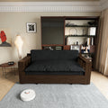 3 In 1 Convertible Sleeper Sofa Bed,Modern Velvet Loveseat Couch With Pull Out Bed,Small Beautiful Seat Futon Sofa Bed With Convertible Office Desk,Black Black Metal & Wood 2 Seat
