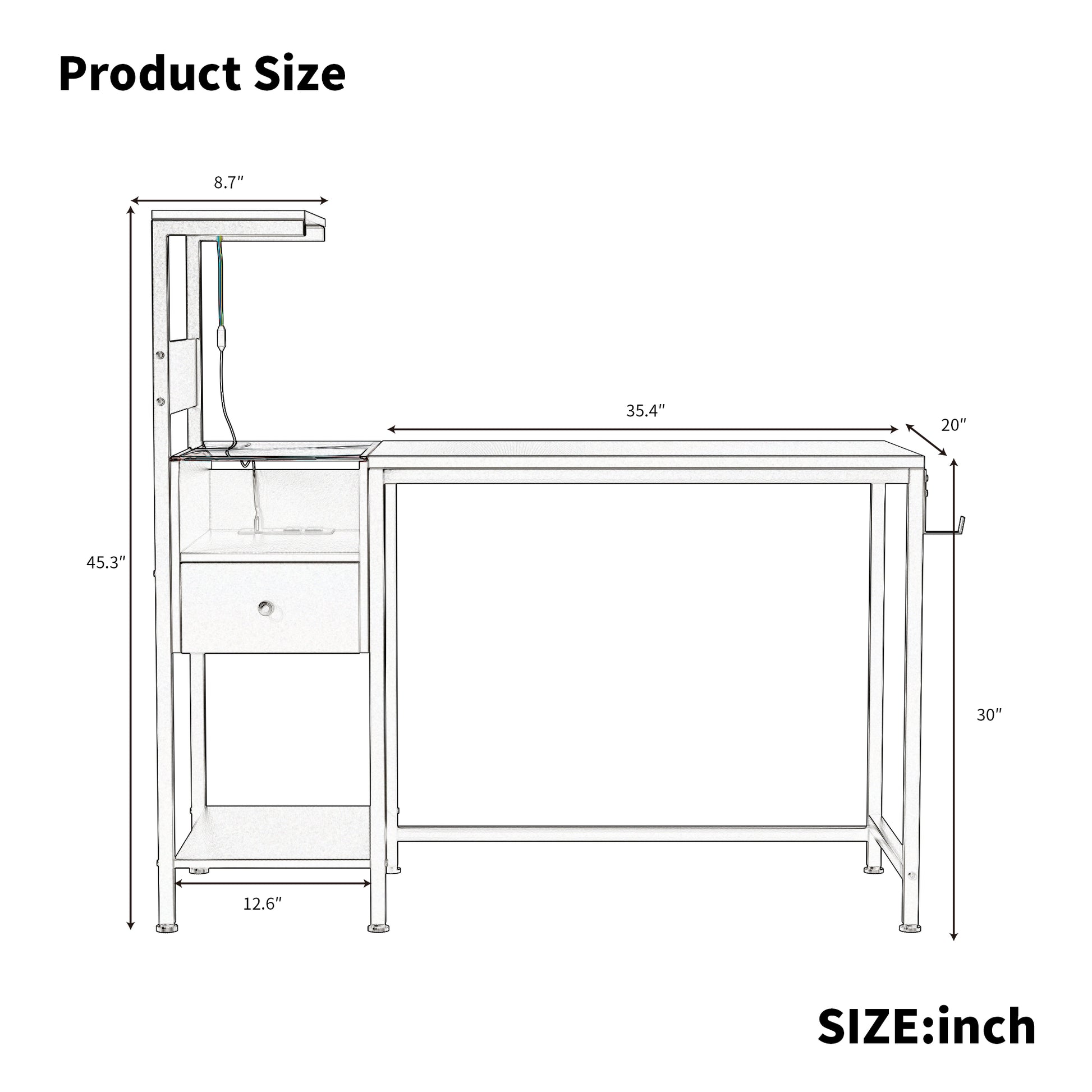 Computer Desk With Power Outlet & Storage Shelves, Study Writing Table With Usb Ports Charging Station, Pc Desk Workstation For Home Office, Brown Brown Mdf