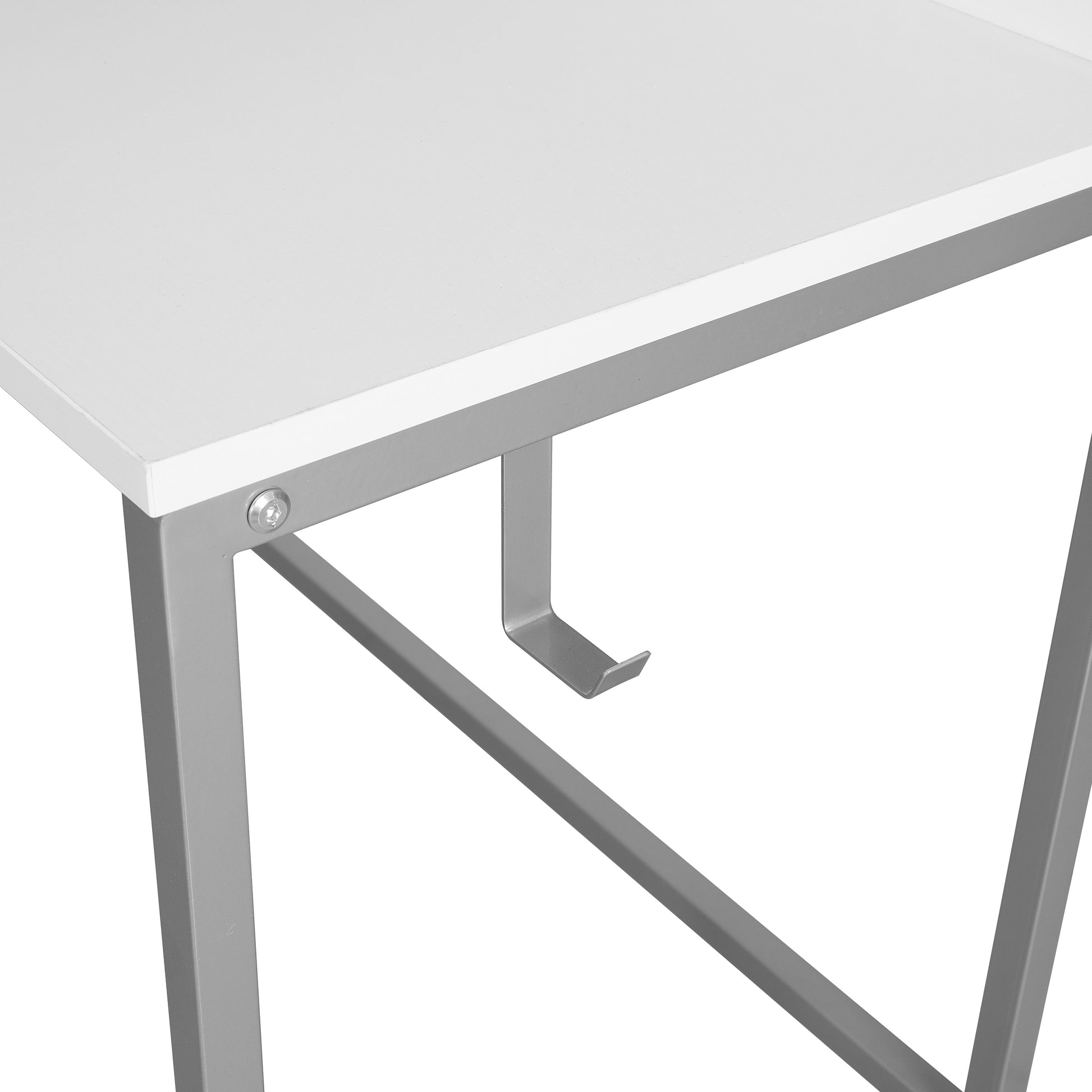 Techni Mobili L Shape Desk With Hutch And Storage, White White Computer Desk Office Modern L Shape Engineered Wood