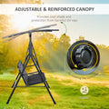 Outsunny Patio Swing Chair With Canopy, Seats 2 Adults Loveseat Bench With Adjustable Tilt Canopy, Armrests, A Frame Steel,Mesh For Backyard, Garden, Black Black Metal