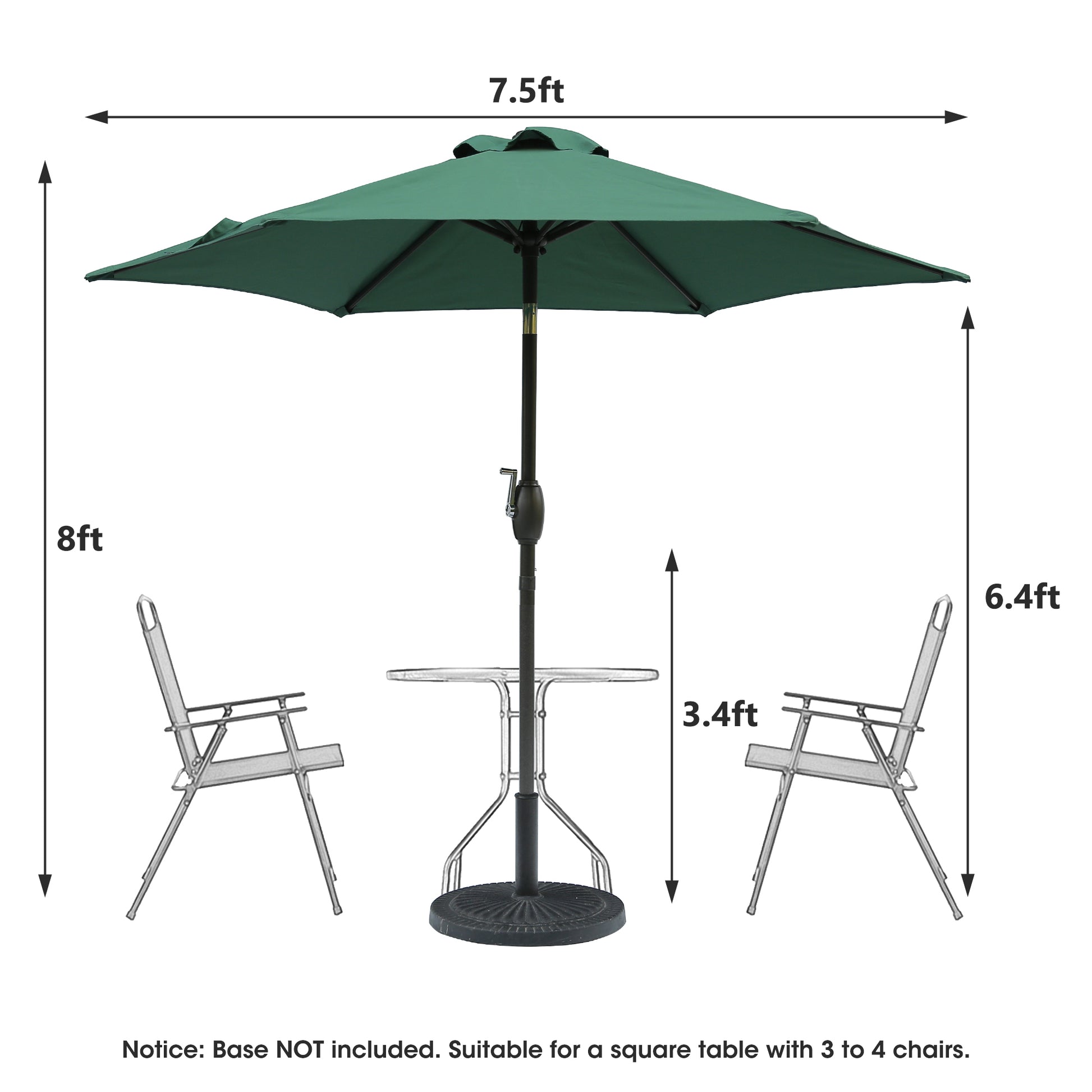 7.5Ft * 7.5Ft Patio Umbrella With Crank And Push Button Tilt, Outdoor Table Market Umbrella With Aluminum Pole Dark Green Dark Green Polyester