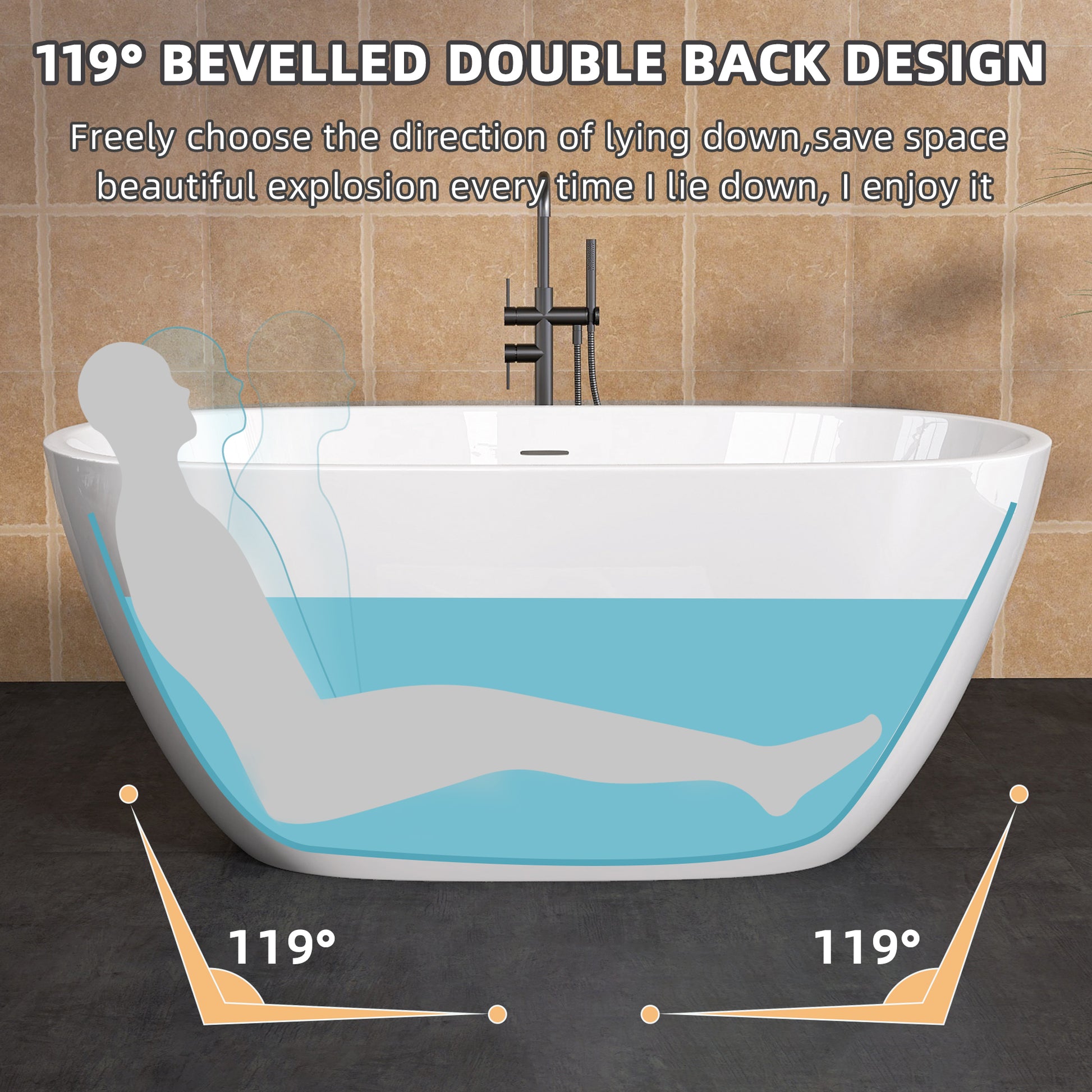 55 Inch Acrylic Freestanding Bathtub Modern Stand Alone Soaking Bathtub With Overflow And Pop Up Drain Gloss White Gloss White Oval Bathroom Freestanding Tubs Polished Less Than 59 In Contemporary,Modern Soaking Center Fiberglass Acrylic