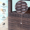 Outsunny 22'' Rattan Wicker Side Table With Steel Frame, Umbrella Insert Hole, Sand Bag For Outdoor, Patio, Garden, Backyard, Brown Brown Rattan