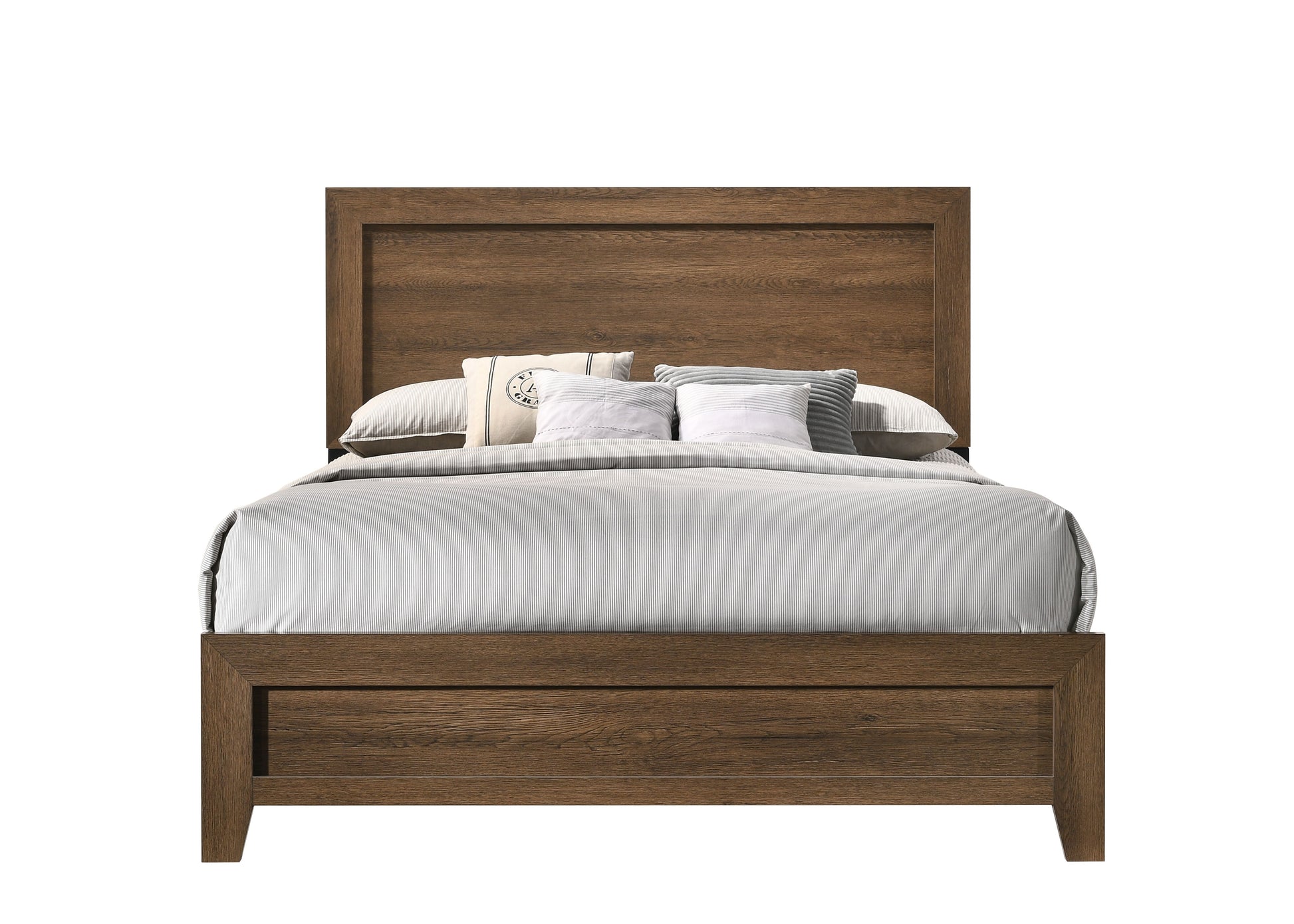 Oak Eastern King Panel Bed With Slat Box Spring Not Required King Oak Wood Bedroom Contemporary Panel Particle Board Mdf