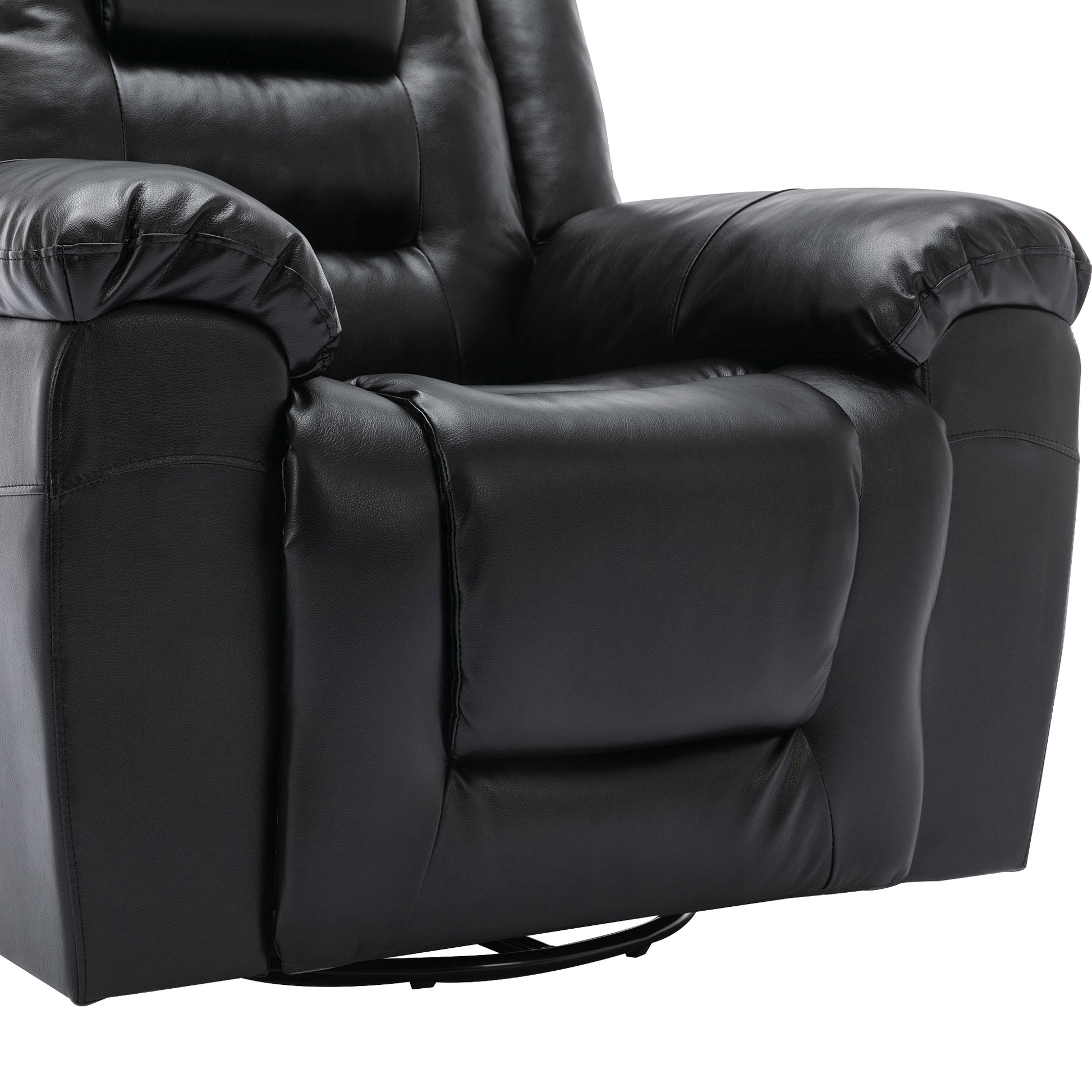 360 Swivel And Rocking Home Theater Recliner Manual Recliner Chair With Wide Armrest For Living Room,Bedroom, Black Old Sku:Pp302953Aab Black Foam Pu