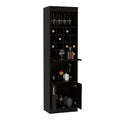 Kava Bar Cabinet, Concealable Serving Tray, Sixteen Built In Wine Rack, One Shelf, Double Door Black Black Particle Board Particle Board