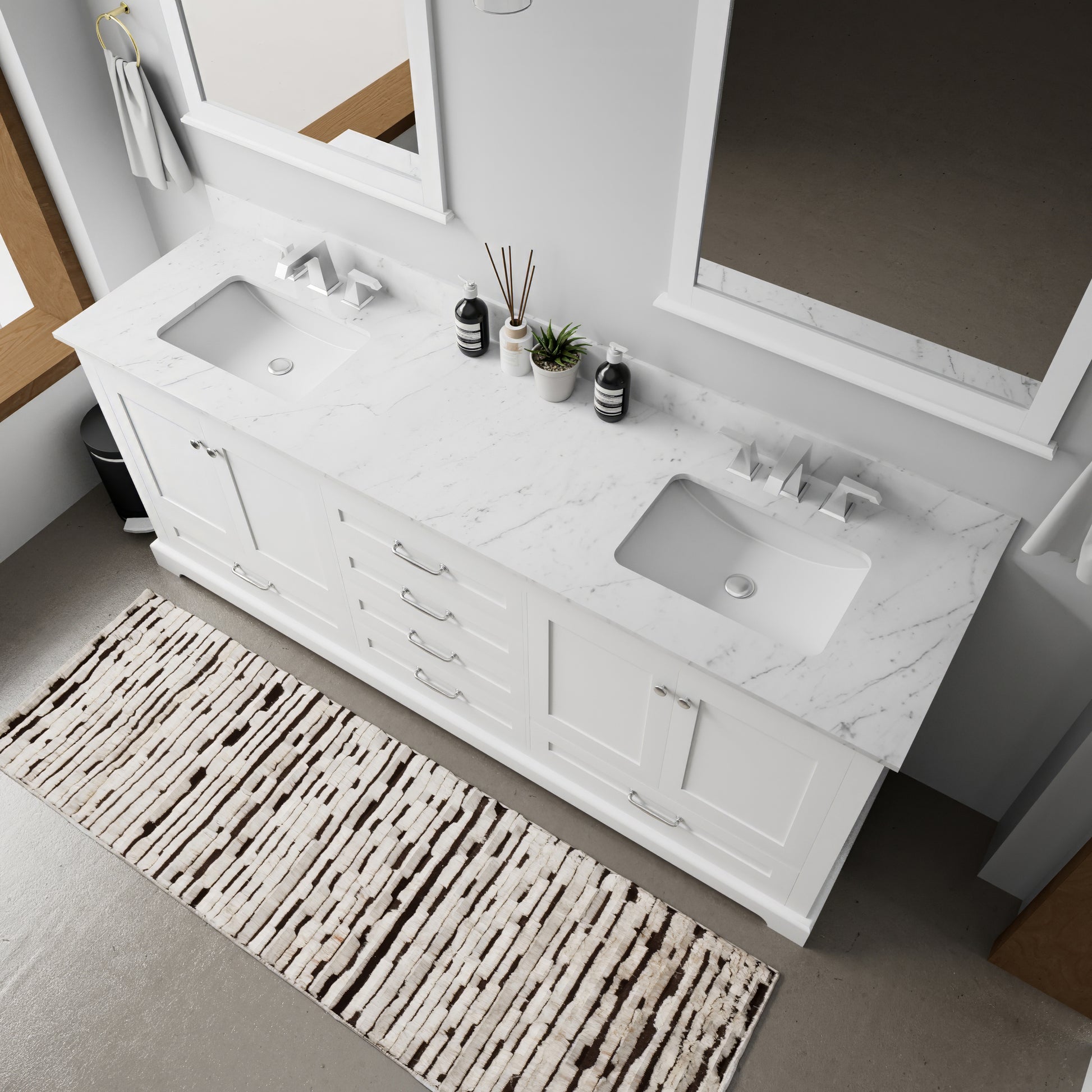 White Double Bath Vanity 80 In. W X 22 In. D White Plywood Wood