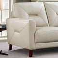 Mavis Leather Sofa Beige Memory Foam Genuine Leather 3 Seat