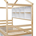 Twin House Bed With Roof Frame, Bedside Shelves, Under Bed Storage Unit,Natural Twin Natural American Design Pine