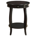 Black End Table With 1 Drawer Black Primary Living Space Drawers Round Wood