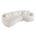 122.04 Inch Corduroy Upholstered Sectional Sofa With Right Facing Chaise For Living Room Office Corner White Corduroy Modern Sofa White Corduroy 3 Seat