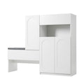 Elegant 2 In 1 Shoe Cabinets With Soft Cushion, Modern Storage Bench With Arched Doors & Rebound Devices, Versatile Shoe Rack Organizer With Adjustable Shelves For Hallway, Living Room, White White