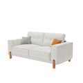 Couches For Living Room, Modern Teddy Fabric Upholstered Sofa Tufted Couch With Square Arm And 4 Solid Wood Legs 2 Pillows Decor For Living Room, Office, Apartment White Chenille