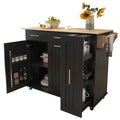 K&K Kitchen Island With Drop Leaf, Kitchen Storage Cart With 3 Tier Pull Out Cabinet Organizer, Internal Storage Rack, Rolling Kitchen Cart On Wheels With Towel Rack, 2 Drawers, For Kitchen, Black Black Brown Kitchen Classic,Farmhouse,Luxury,Modern