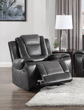 Modern Luxury Living Room Sofa Set 3Pc Reclining Sofa Loveseat Glider Reclining Chair Formal Furniture Premium Faux Leather Upholstery Comfortable Two Tone Gray Finish Dark Gray,Light Gray Faux Leather Wood Primary Living Space Luxury,Modern