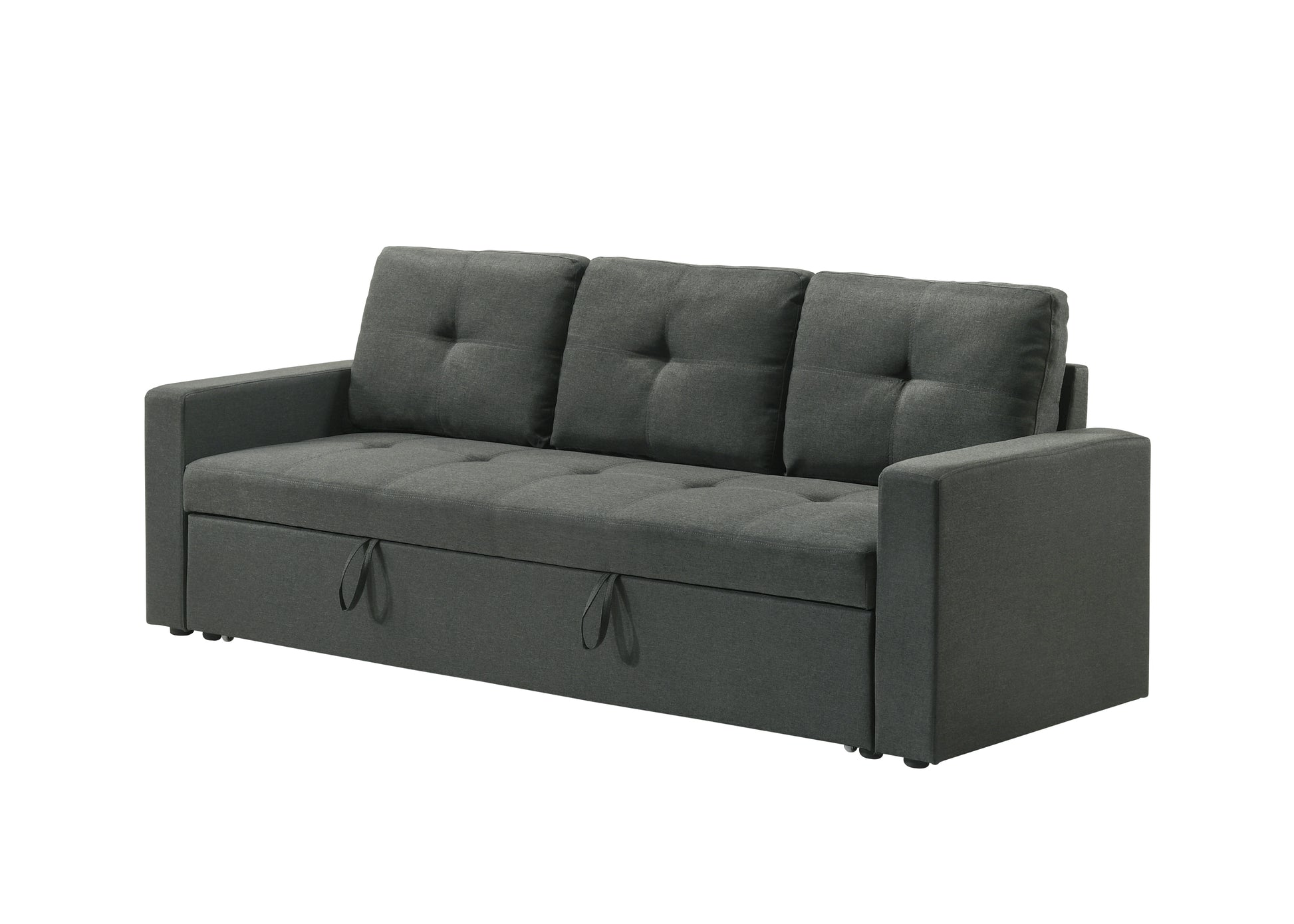 Burleigh 83.5"W Dark Gray Fabric Sleeper Sofa With Tufted Cushions Dark Gray Fabric 3 Seat