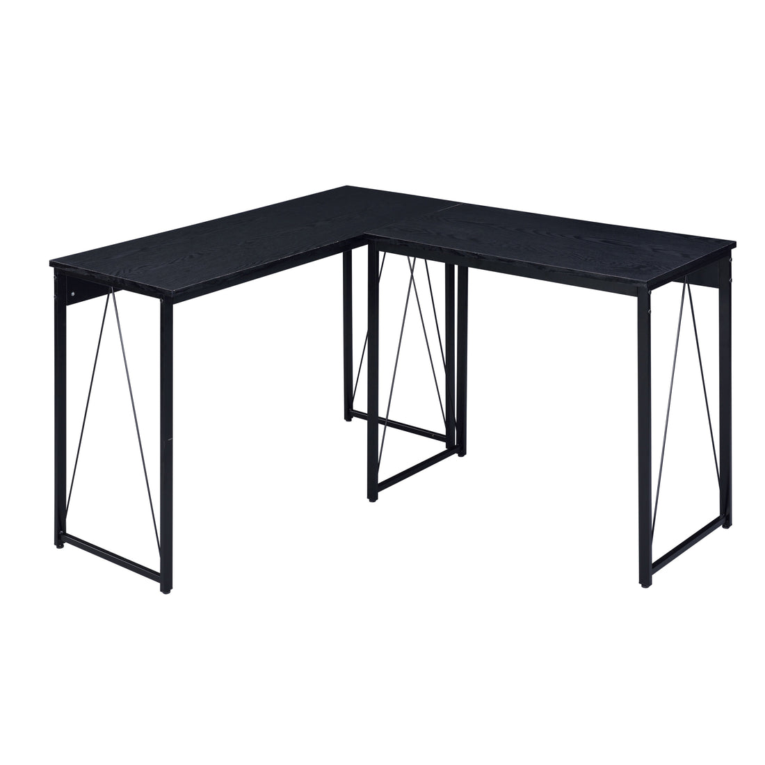 Black 35.5" Writing Desk With Metal Sled Base Black Writting Desk Office Industrial,Rustic Rectangular Wood Metal Sled