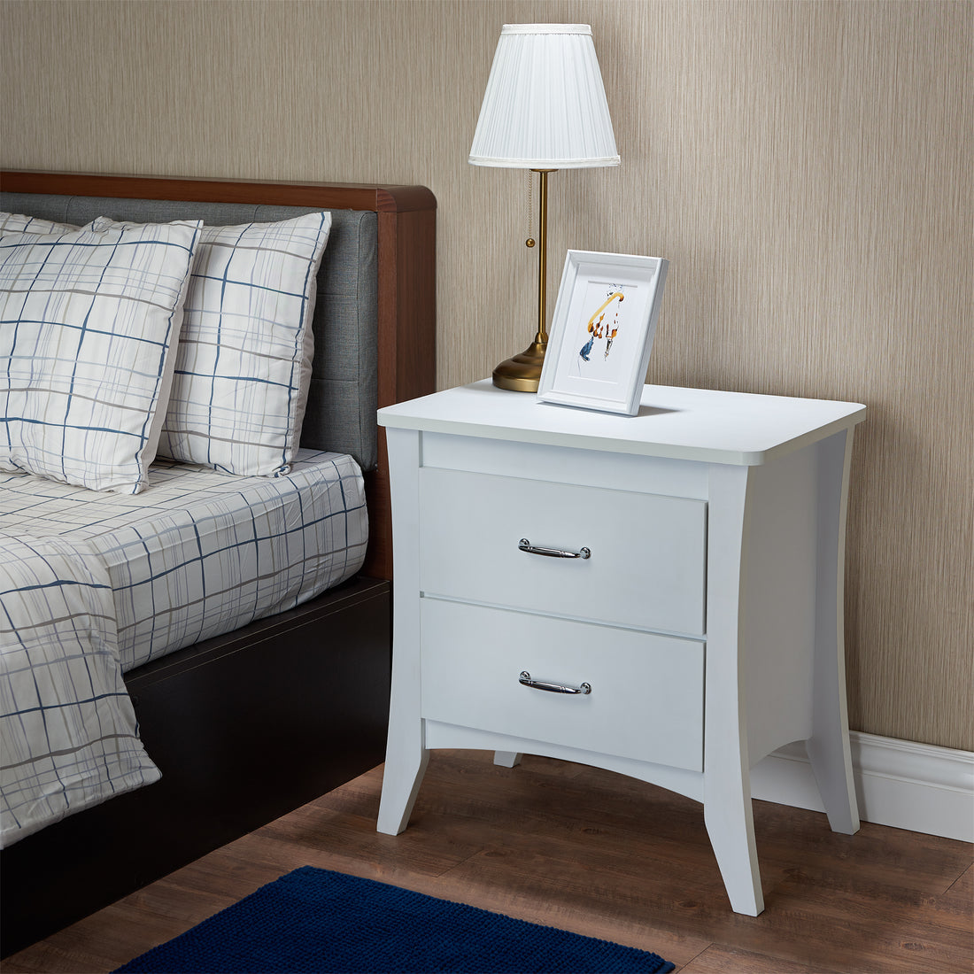 Babb White Finish Accent Table White Mdf,Synthetic Wood