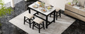 5 Piece Modern Faux Marble Versatile Bar Table Set With Storage Drawers And Padded Stools, Ideal For Space Saving Dining Nooks Or Small Kitchens Black Black Solid Wood Mdf