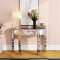 Mirrored Half Moon Console Table, Hd Glass Entryway Table With 1 Drawer, 39