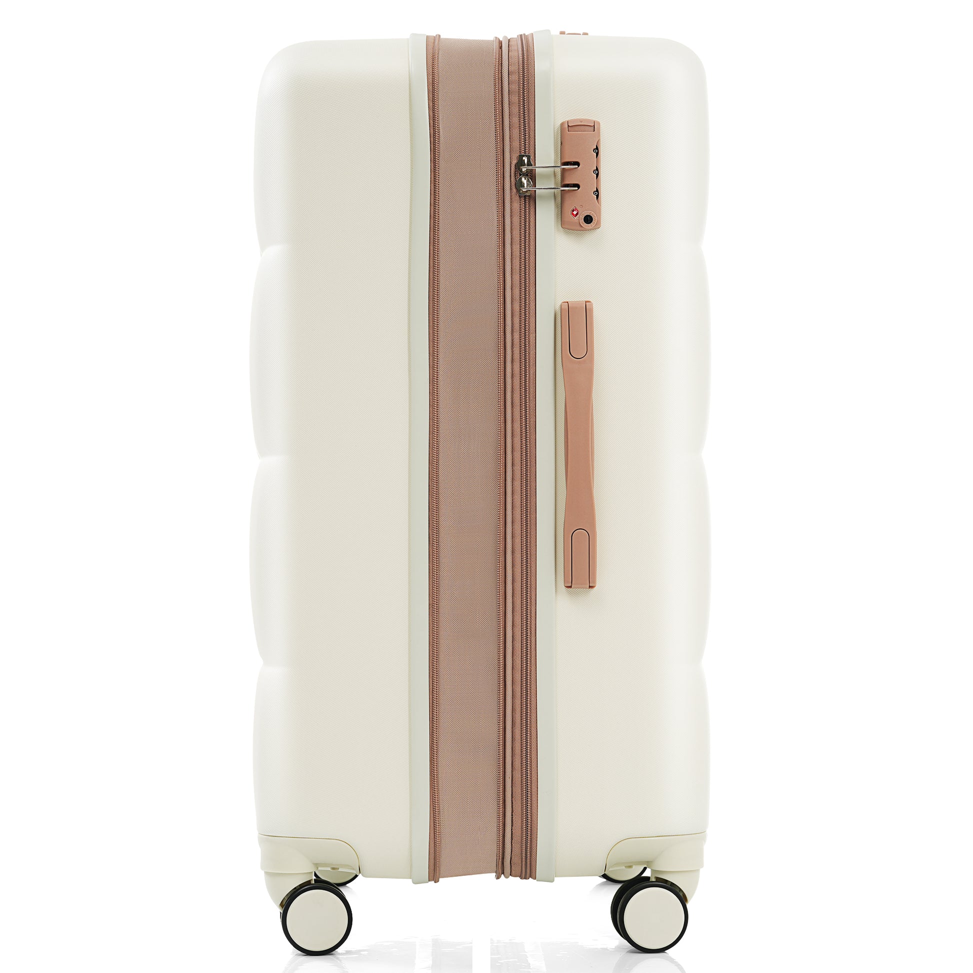 3 Piece Luggage Set With 20" Front Opening Carry On, 28" Expandable Suitcase, And Expandable Travel Bag, White White Abs