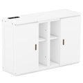 Full Size Murphy Bed With Shelves, Cabinets And Usb Ports,White White Mdf Lvl