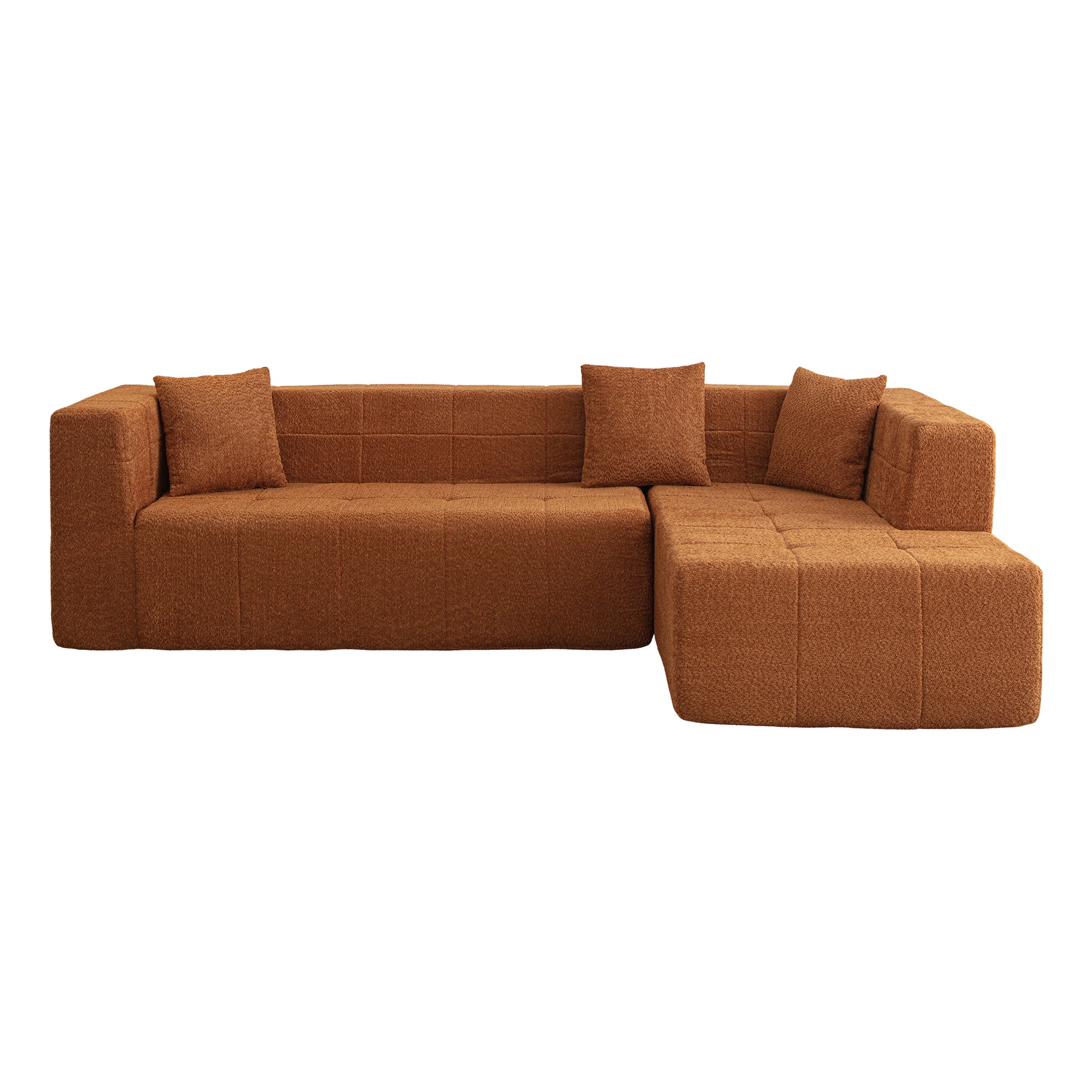 105.5" Modular L Shaped Sectional Floor Couch, Deep Seat Tufted Comfy Sofa Set With Chaise For Living Room Brown Foam,Polyester 3 Seat