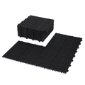 12 X 12 Inch Black Interlocking Deck Tiles Plastic Waterproof Outdoor All Weather Anti Slip Bathroom Shower Balcony Porch Strong Weight Capacity Upto 6613 Lbs, Rosette Pattern Pack Of 24 Black American Design,American Traditional Plastic