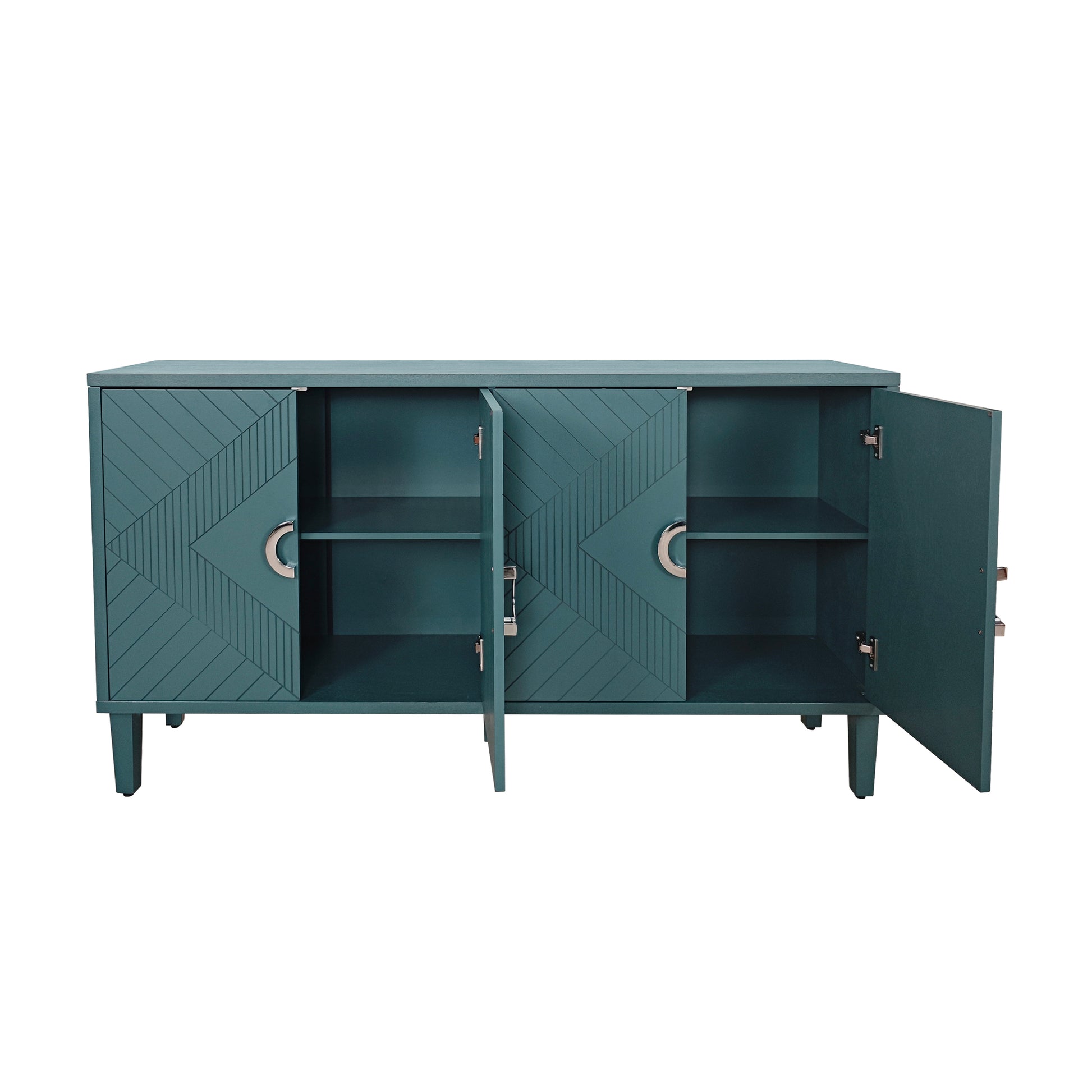 Stylish And Functional 4 Door Storage Cabinet With Pine Legs And Mdf, For Living Room Bedroom,And Kitchen, Olive Green, Forest Green, Blue Olive Green Mdf