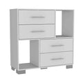 Krista Dresser, Two Open Shelves, Four Drawers White White Bedroom Modern Particle Board Particle Board