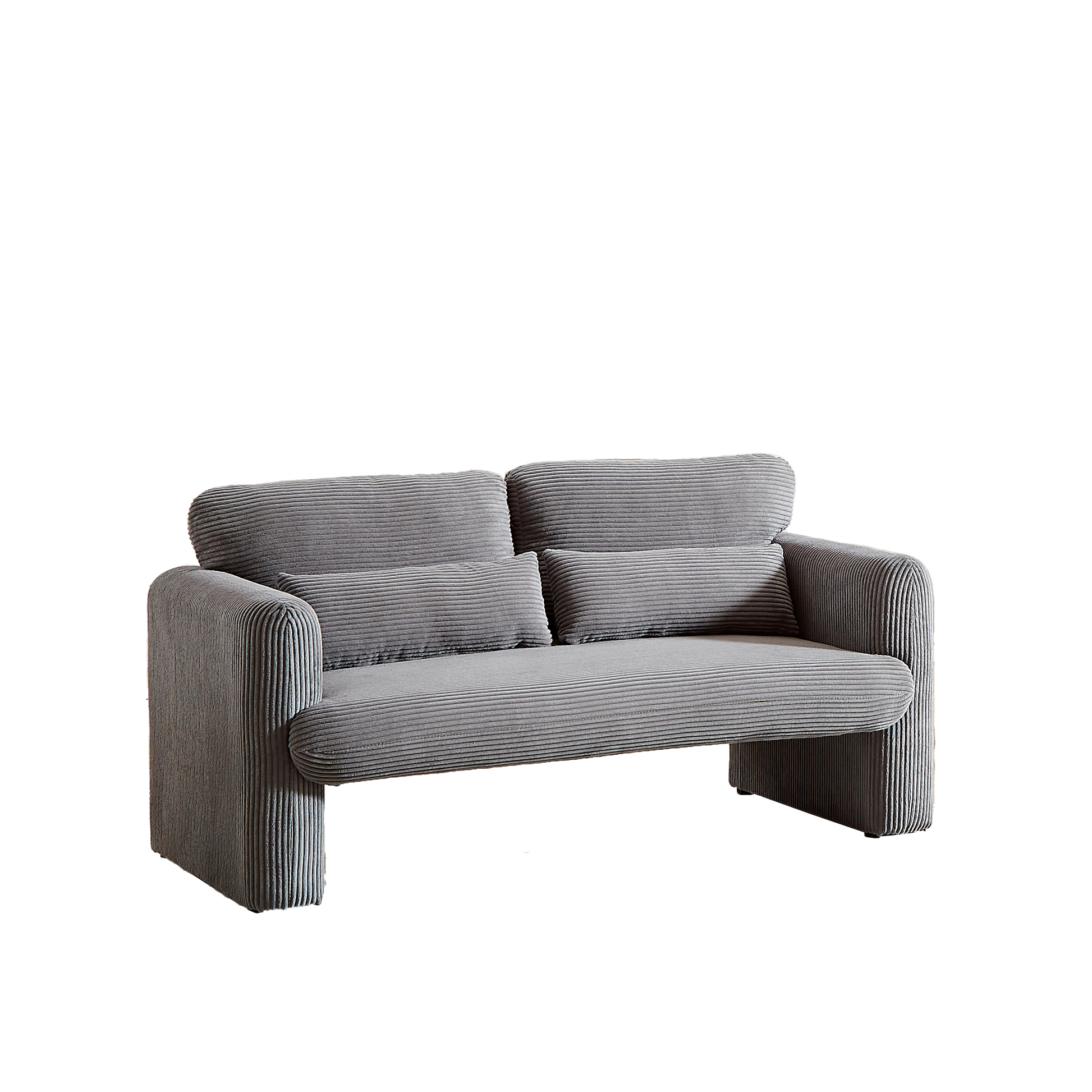60"Corduroy Fabric Sofa With Two 33" Single Sofa, Modern Sofa With Support Pillow, For Apartment, Office, Living Room & Bedroom Grey Corduroy 4 Seat