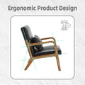 Coolmore Modern Accent Chair, Solid Wood Padding Lounge Armchairs With One Pillow For Living Room, Bedroom, Guest Room Black Pu Black Pu Brown Primary Living Space Modern Rubberwood Foam Pu Leather