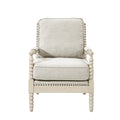 Accent Arm Chair Light Grey Wood Fabric