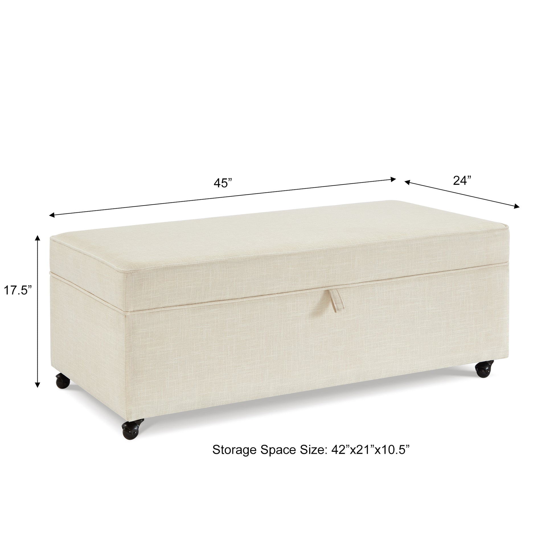 Modern Large Comfort Sofa Ottoman With Storage, Modular Sectional Storage Ottoman With Wheels For Living Room,Lounge Ottoman, Couch Storage Ottoman,Large Storage Ottoman Bench Ivory Ivory Primary Living Space American Design,Contemporary,Luxury,Mid