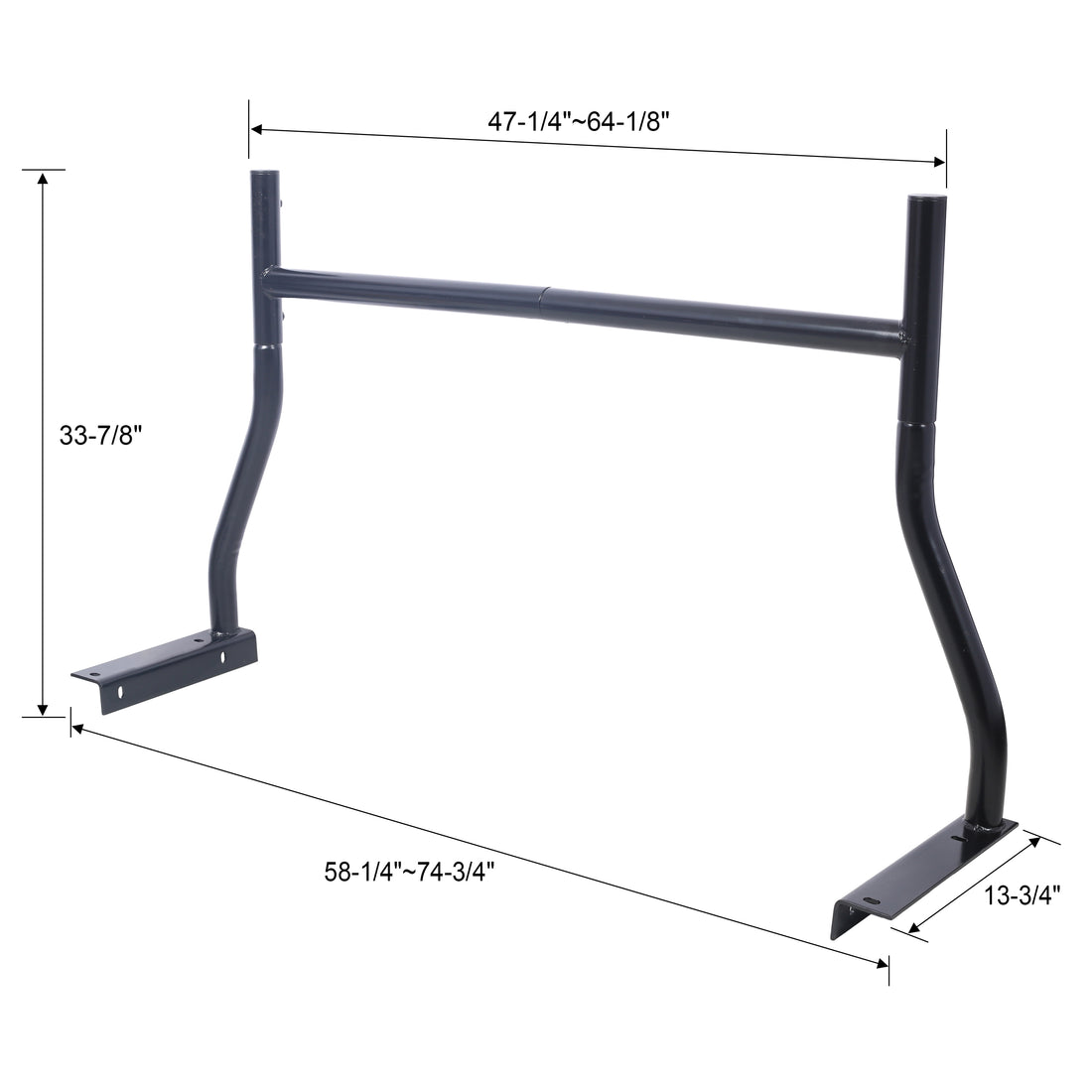 Universal Pick Up Truck Rack 650 Lbs Adjustable Fit 2 Bars Utility Ladder Truck Cargo Contractor Rack, Black Black Steel