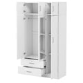 3 Door Mirror Wardrobe With 2 Drawers And Top Cabinet,White White Particle Board