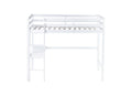 Twin High Loft Bed, Rubber Wood Loft Bed With Safety Guardrail, Built In Desk, Ladder,White Twin White Rubber Wood