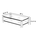 Modern Stainless Steel Coffee Table Set Set Of 3 , Double Layer Clear Tempered Glass Table Top, Coffee Table & Two End Side Table 3 Pieces Sets For Living Room Home Office, Silver Clear,Silver