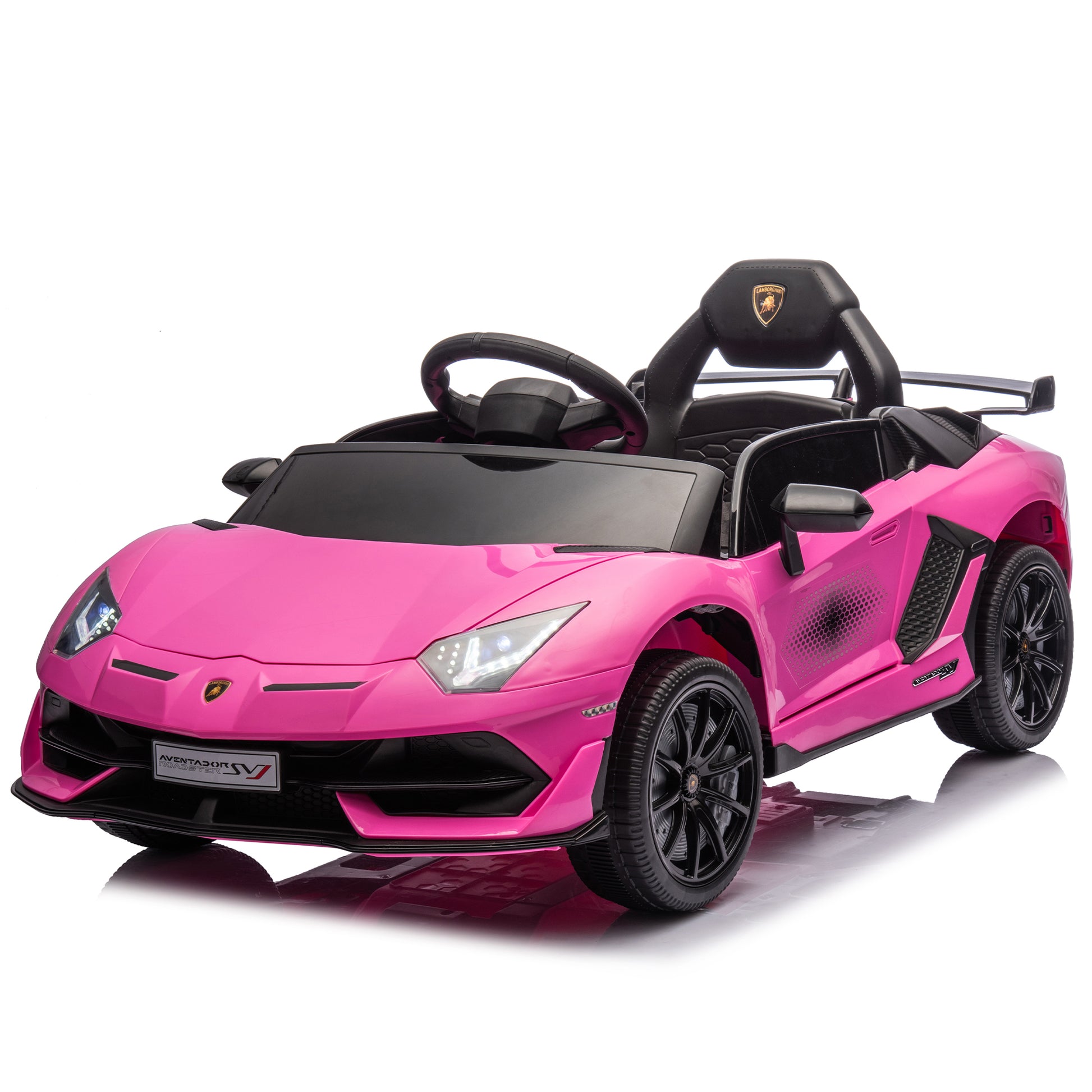 12V Kids Ride On Car W Parents Remote Control,Licensed Lamborghini Aventador Xago,Hydraulic Pressure Door,Slow Start,Early Education,Bluetooth,Adjustable Volume,Mp3,Usb,Led Lights For Kids Aged 3 8. Pink 50 99 Lbs Polypropylene