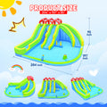 7 In1 Inflatable Water Park Three Slide With Blower Water Sprinkler Fountain Climbing Wall For Children Multicolor Oxford Fabric