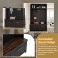 Versatile 4 In 1 Hall Tree With 6 Golden Hooks, Wood Grain Bench With Multiple Storage Space, Entryway Coat Rack With 2 Drawers For Living Room, Hallway, Black, 76.6''H Old Sku:N721S000034B Black
