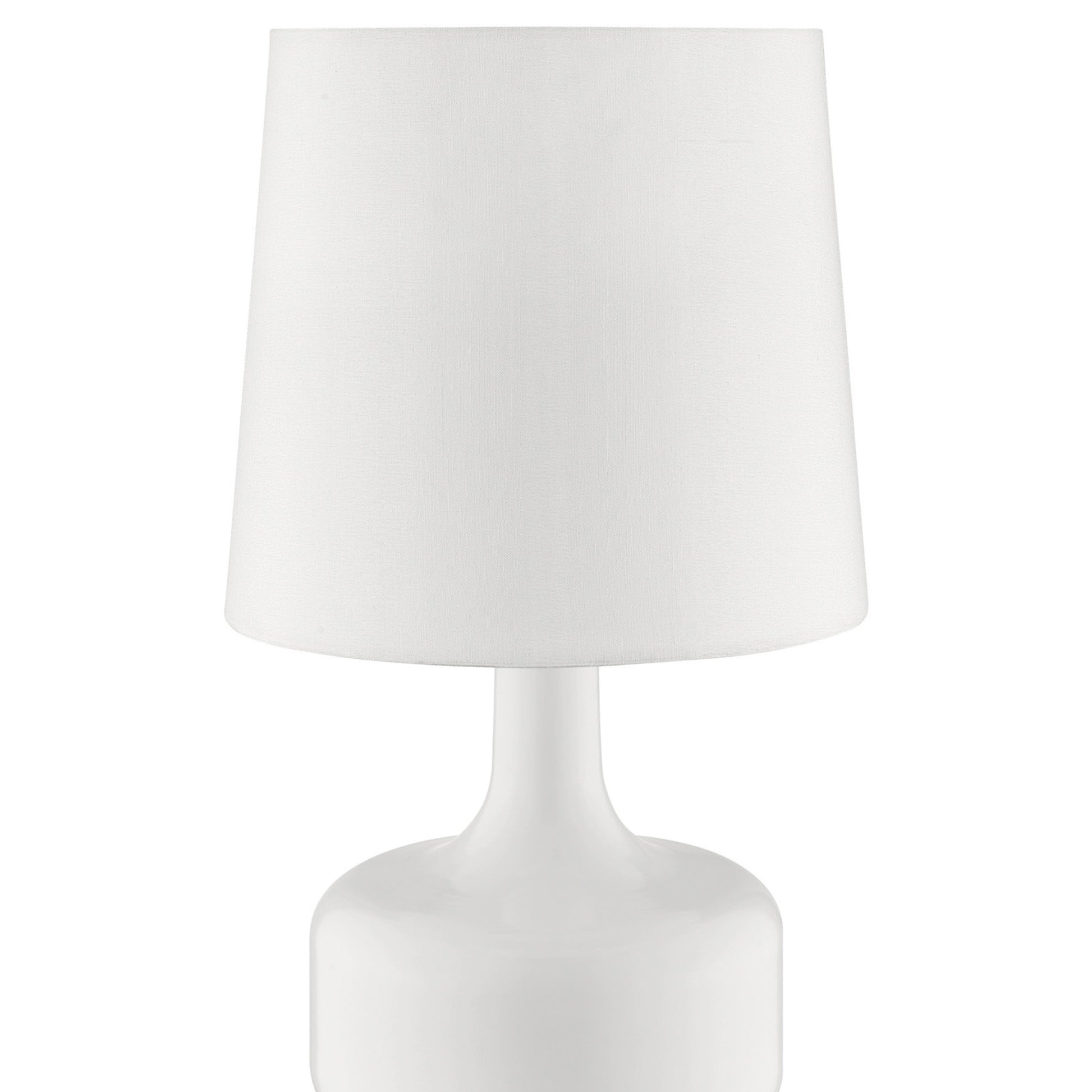 17.25" Tall "Cheru" Modern Mid Century Touch On Table Lamp, Powder White White Metal