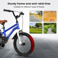 A16114 Kids Bike 16 Inch For Boys & Girls With Training Wheels, Freestyle Kids' Bicycle With Fender. Blue Steel