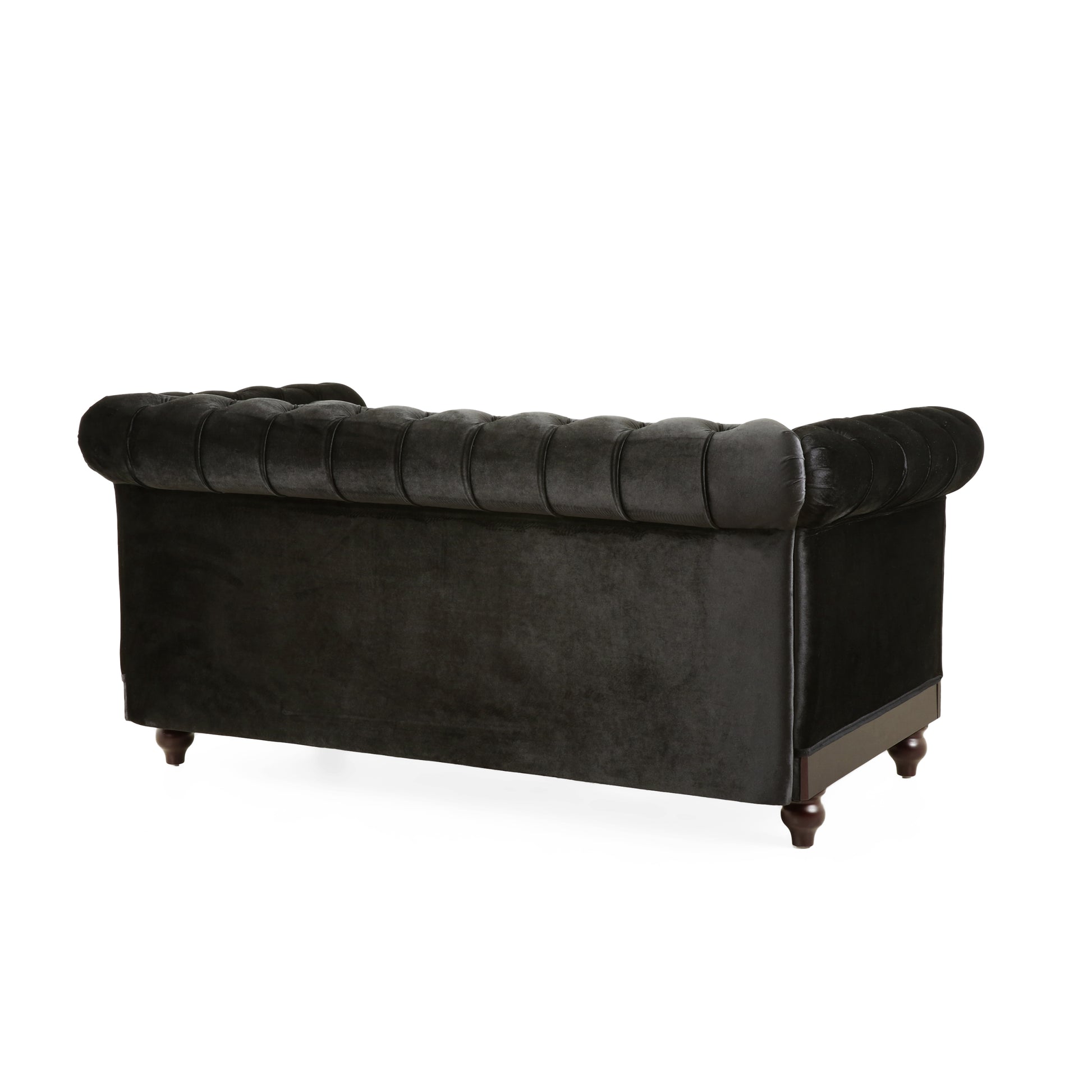 Vivalux 59.44" Chesterfield Velvet Loveseat Sofa,2 Person Rolled Arm Dutch Plush Upholstered Sofa Couch With Tufted Button For Living Room, Bedroom, Small Places,Black Black Espresso Velvet Wood Primary Living Space Soft Tufted Back Casual,Classic Pine