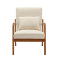 Coolmore Modern Accent Chair, Solid Wood Padding Lounge Armchairs With One Pillow For Living Room, Bedroom, Guest Room Beige Beige Brown Primary Living Space Modern Rubberwood Foam Velvet