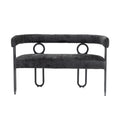 Coolmore Modern Loveseat 2 Seater Sofa Chenille Fabric Couch With Arms And Metal Legs For Living Room, Home Office, Studio Black Chenille Black Primary Living Space Soft Foam Chenille